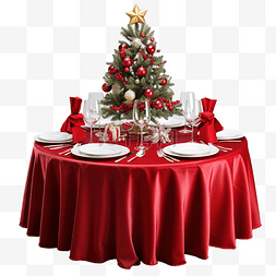 桌面红色装饰图片_圣诞餐桌