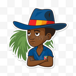 戴着帽子的卡通非洲男人站在非洲