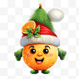 庆祝圣诞节的水果吉祥物卡通插画