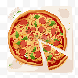 白桌上剪贴画上的披萨和红意大利