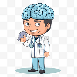 神经外科医生剪贴画卡通医生抱着