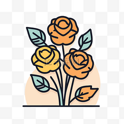 平面图标插画设计中的橙色玫瑰 