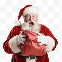 圣诞节的夜晚图片_圣诞老人带着满满一袋礼物感到惊