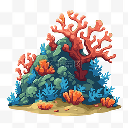岩石卡通图片_珊瑚礁剪贴画珊瑚礁和岩石卡通插