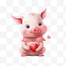 猪拥抱图片_猪心恋爱情人节插画