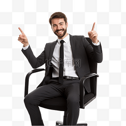 雇主图片_微笑的雇主指着空椅子