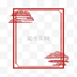 节日边框花纹图片_边框中国新年祥云红色云纹边框