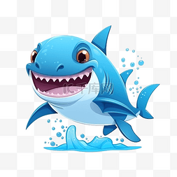 海底圖图片_可爱的卡通海洋动物鲨鱼角色
