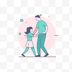 舞蹈图标icon图片_代表父亲和女儿的平面插图 向量