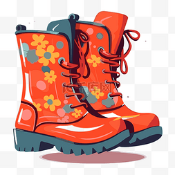 靴子剪贴画 彩色靴子与花朵卡通