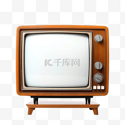 老式电视，隔离上有切出的屏幕