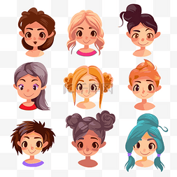 不同的女孩图片_发型剪贴画不同女孩的发型和面孔
