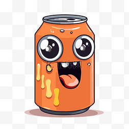 啤酒罐剪贴画橙色汽水罐卡通用舌