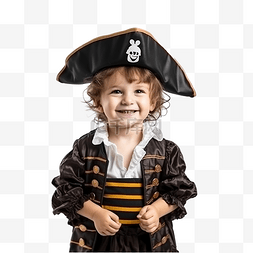 可爱的小男孩庆祝万圣节穿着海盗