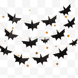 星星组合图片_万圣节平躺黑纸蝙蝠飞起和金色星