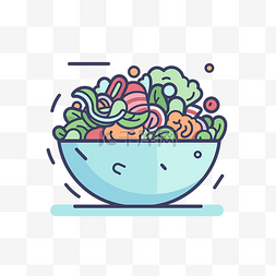 蔬菜沙拉背景图片_碗里各种蔬菜的插图 向量