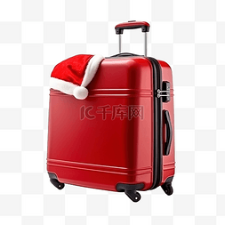一个红色手提箱，一个小装饰圣诞