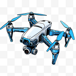 四轴飞行器着色书蓝色无人机与相