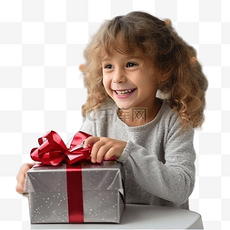 打开的玩具盒图片_圣诞节小女孩在客厅打开礼物