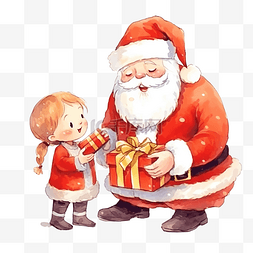 送礼物的手图片_手绘插画圣诞圣诞老人给孩子送礼