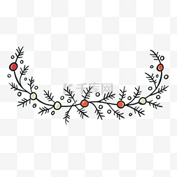 圣诞生日边框图片_手绘圣诞灯花环涂鸦矢量图