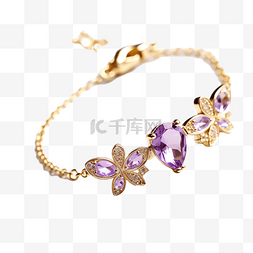 蝴蝶金手镯与紫色宝石