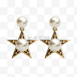 一串珍珠项链图片_金耳环星星和珍珠 PNG