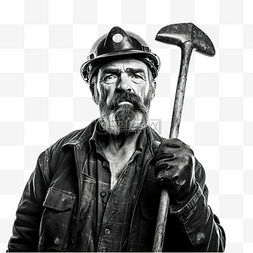 有镐的煤矿工人