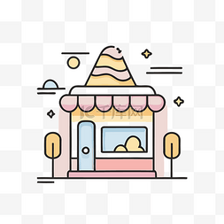 冰淇淋店和商业图标轮廓风格设计