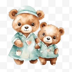 母动物图片_水彩可爱卡通熊妈妈护士熊妈妈动
