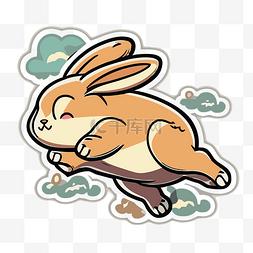 兔子飞翔贴纸 向量