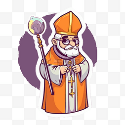 教皇宗教偶像卡通人物或圣人 向