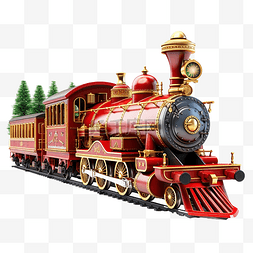 老式火车卡通图片_圣诞火车载着圣诞树玩具机车度假