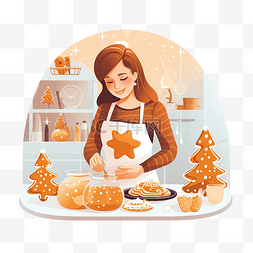 烘烤卡通图片_烹饪圣诞饼干制作姜饼为圣诞快乐