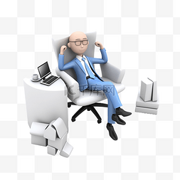 坐在吧椅上休息图片_3d 商务员工在工作中放松