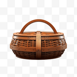 蒸汽食品主题的棕色木篮