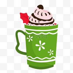 咖啡杯碟白瓷图片_绿色冰淇淋杯子