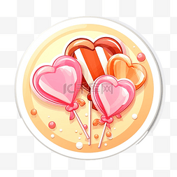 滴巧克力图片_情人节贴纸，上面有粉色糖果和焦