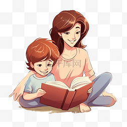 母亲为儿子读书