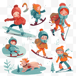 儿童滑雪雪图片_冬天的樂趣 向量
