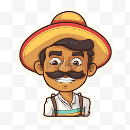 留着小胡子的卡通墨西哥人 向量