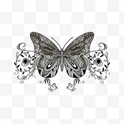 可爱昆虫插画图片_装饰线性蝴蝶艺术