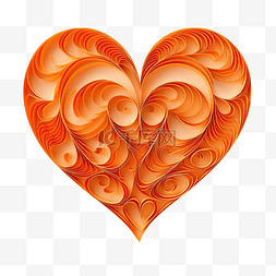 橙色心形多层剪纸风格