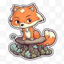 小可爱可爱的狐狸坐在地上的凳子