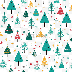 儿童请柬的图案图片_彩色圣诞树和线条风格的圣诞图案