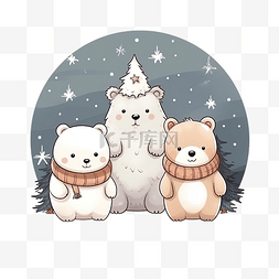 雪狐图片_卡通可爱圣诞节