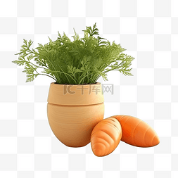 水果蔬菜透明素材图片_3d 渲染复活节套装中的胡萝卜