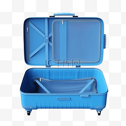 3d 渲染蓝色手提箱敞开隔离
