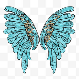 天使之翼卡通图片_天使的翅膀剪贴画 蓝色和金色卡