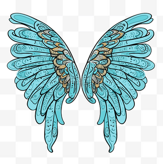天使之翼动态图片素材_天使的翅膀剪贴画 蓝色和金色卡通天使的翅膀
